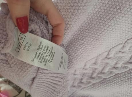 Lila svetr orsay, copánkový vzor, orsay,m