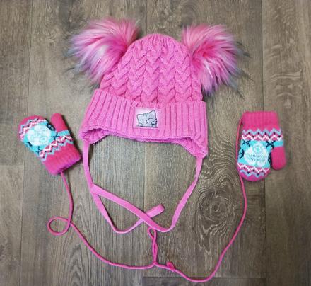 Dívčí zimní čepice ambra + rukavice, vel. 80/86, 80