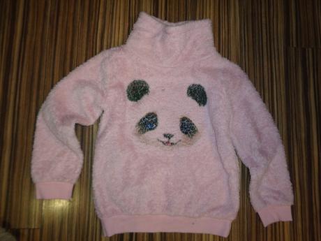 Růžová chlupatka s pandou 128/134, review,128