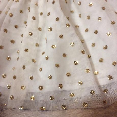 Tylová sukýnka se zlatými třpytkatými kolečky, h&m,104