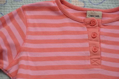 Růžové pruhované bavlněné tričko, dl. rukáv, cherokee,116