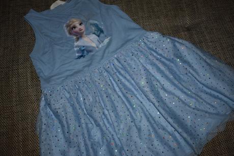 Bledě modré tylové šaty frozen 2, 134/140, h&m,134