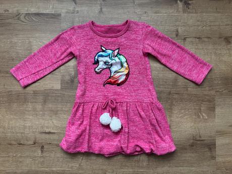 Svetrové šatičky s blikajícím jednorožcem(vel.104), 98