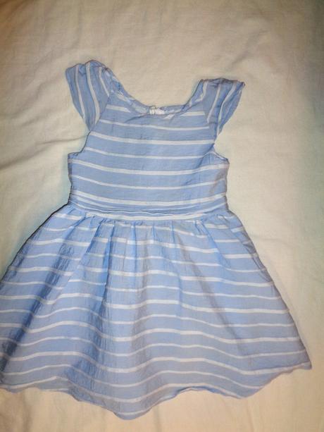 Modrobílé pruhované společenské šaty, primark,122