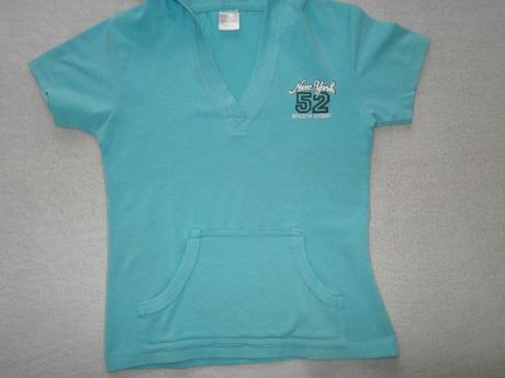 Tyrkysové triko s kapucí,vel.122/128, 122