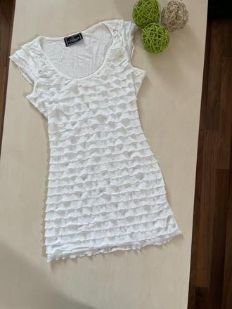 Bílé volánkové triko/minišaty, vel xs-s/m, clockho, clockhouse,xs