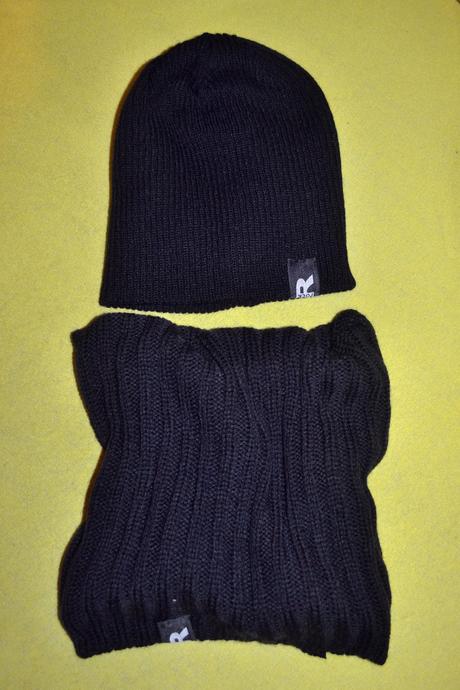 Zimní souprava,dvojitá čepice a nákrčník, 122 - s