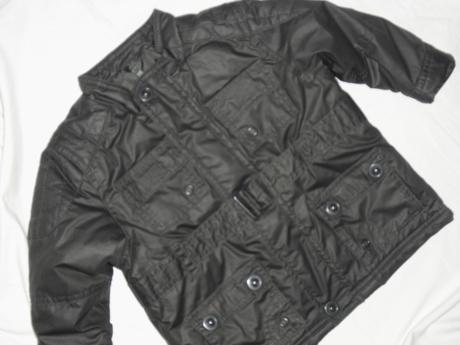 Luxusní černá přechodová bunda s páskem, 80