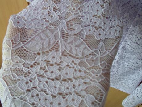 Lila fialové krajkové tričko triko dlouhý ruk, amisu,s