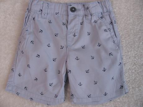 Bavlněné sv. modré kraťasy s kotvou, h&m,68