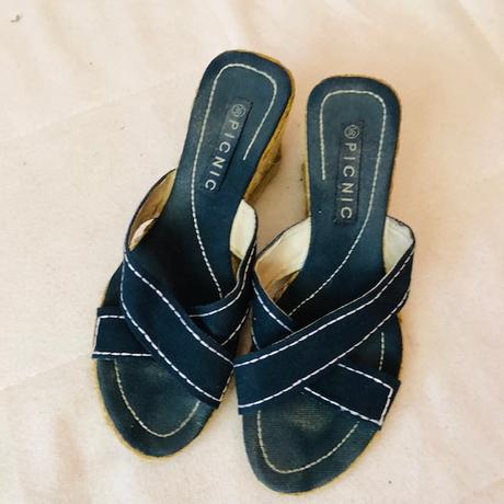 Pantofle modre na klinu vel.36, 36