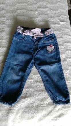 Riflové kalhoty hello kitty vel. 86, h&m,86