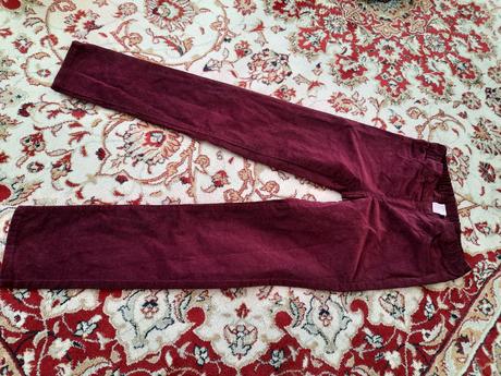 Vínové manšestrové kalhoty, h&m,140