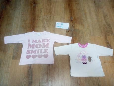 2 x tričko dlouhý rukáv, ham, cherokee, vel 62, h&m,62