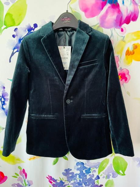 Společenské láhvově zelené velurové sako zara, zara,134
