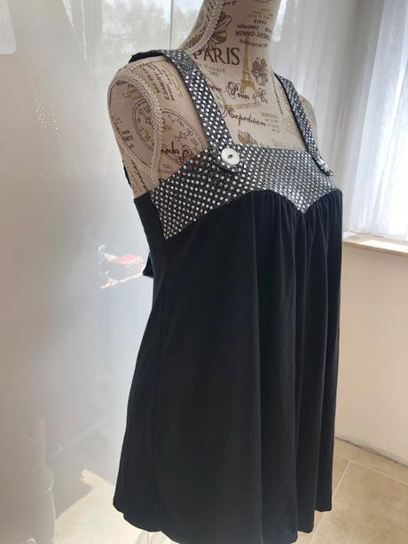 Volny top / tunika cerno stribrny melrose 36, 36