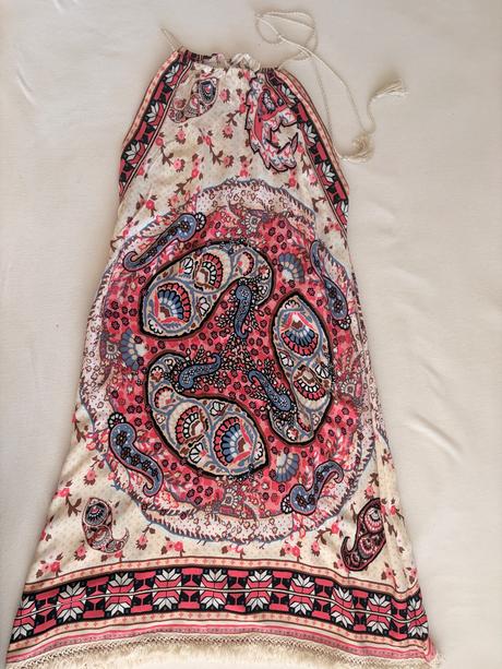 Paisley vzor šaty růžovo/cerno/bezove xs, xs