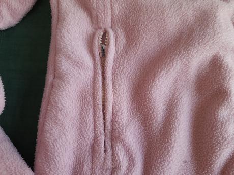 Flísová světle růžová mikina zip bez jezdce, 146