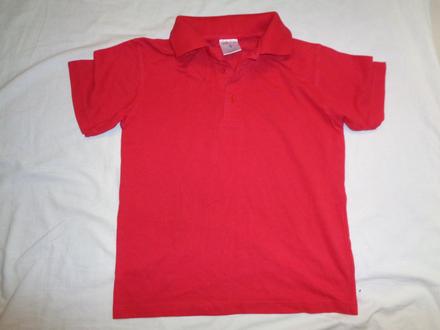 Červené vroubkované polo tričko s límečkem, 158 / 164