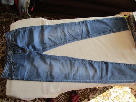 Pěkné modré elast. rifle zn. amisu, vel. s, amisu,s