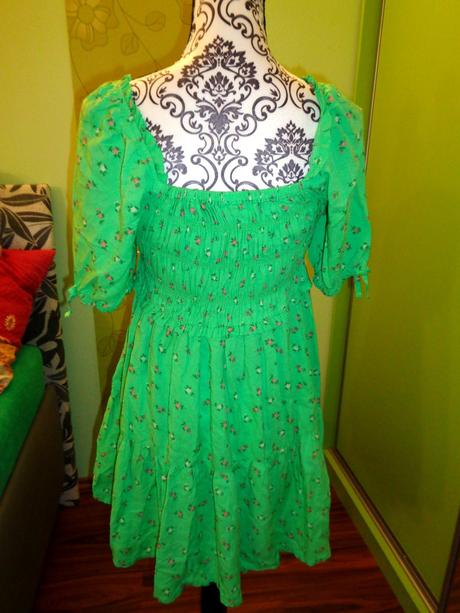 Nádherné zelené květované volánové šaty, next,s