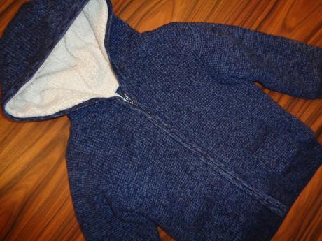 Luxusní modrý svetr podšitý kožíškem od nextu, next,98