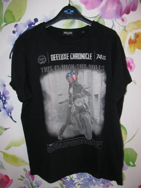 Bavlněné černé tričko s potiskem deeluxe, xl