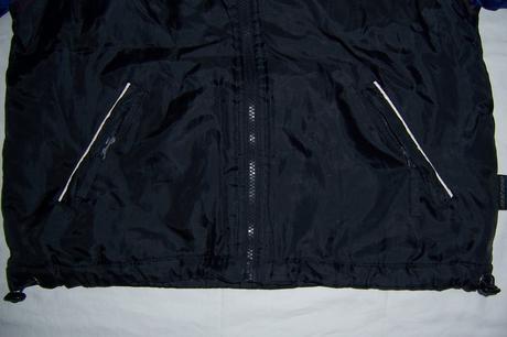 Modro-červeno-černá bunda s podšívkou, 128