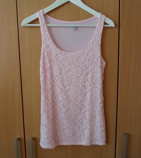 Růžové krajkové tričko tílko růžový top amisu, amisu,m