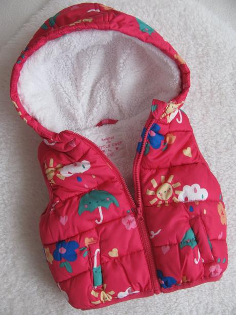 Růžová prošívaná zateplená vesta s kapucí, f&f,68