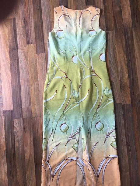 Zelenkavé maxišaty s rozparkem, vel m/l, firma bun, s