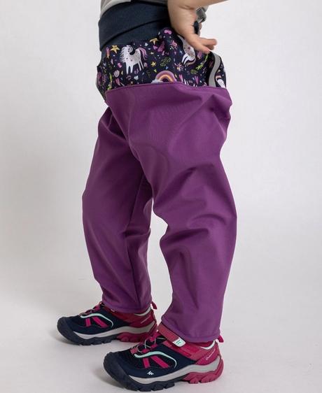 Dívčí softshellové kalhoty unuo s fleecem fialové, unuo,92 / 98