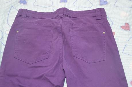 152 kalhoty slabší džíny fialové, regulace v pase, 152