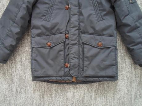 Modrá bunda bundička s kožíškem, h&m,152