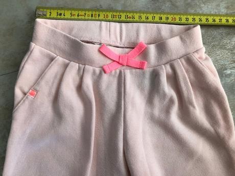 Růžové tepláčky hm srdce mašle kapsy 3-4roky 104cm, h&m,104