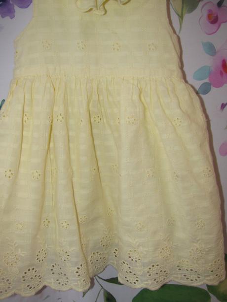 Žluté bavlněné letní šaty s volánky a výšivkou, george,80