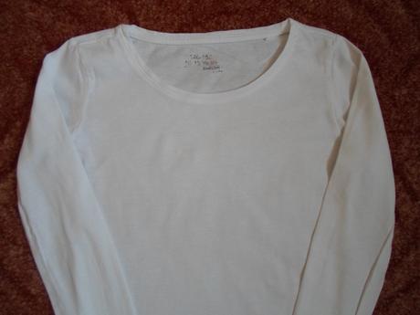 Bílé tričko triko dlouhý rukáv, 146