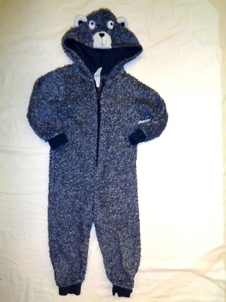 Krásný modrobílý chlupatkový overal medvídek, palomino,104