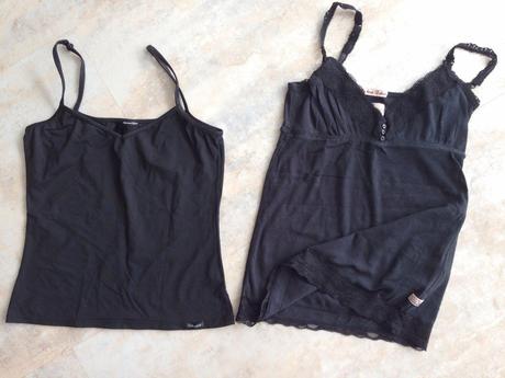 2 černá tílka zn.skiny a retro jeans  vel. s, skiny,s