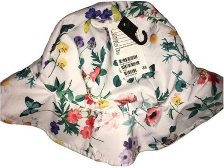 Bílý romantický klobouk, motiv květy, vel. 4-6y, h&m,104