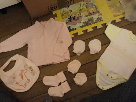 Růžový mix oblečení na miminko,body,bryndák..., 50–62