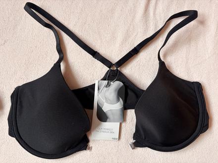 Černá sportovní podprsenka s překříženými ramínky, h&m,75b