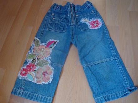 Džíny/rifle pro holky - s květy, vel. 110/116, george,110