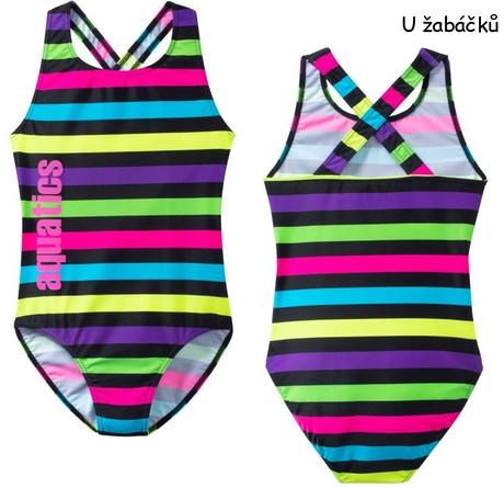 Dívčí duhové plavky v celku pruhované vel. 140/146, bonprix,140 / 146