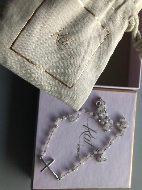 Křížek tepaný stříbro katdot růžový chalcedon, 