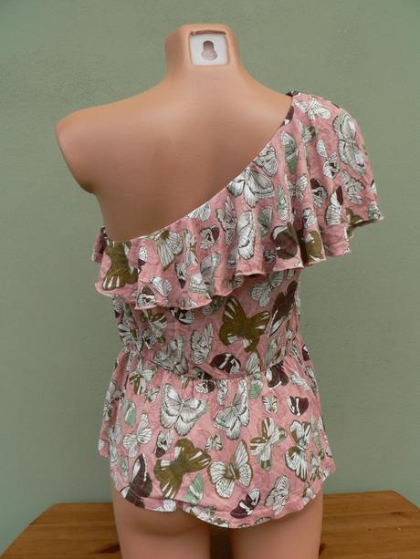 Top na jedno rameno s motýly h&m - vel.m, h&m,m