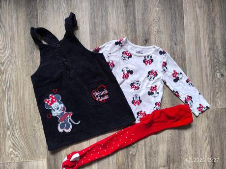 Manšestrové laclové dívčí šaty + triko dl. rukáv +, disney,86