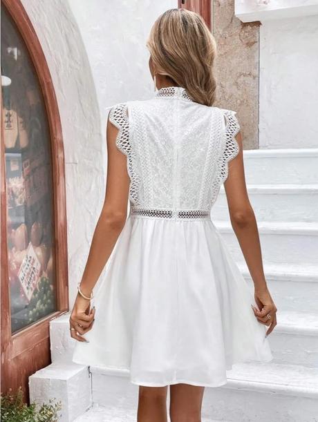 Dámské bílé krajkové letní šaty, l