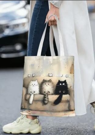 Plátěná taška-nakupní kočičí, 