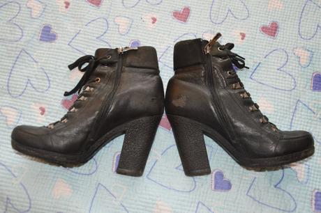 Kožené zimní polokozačky na podpatku, 38